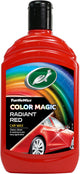 Turtle wax color magic radiant red wax - reinigt geeft glans - herstelt en voegt kleur toe - camoufleert krasjes en doffe plekken – geeft duurzame bescherming - snel en gemakkelijk in gebruik – 500ml