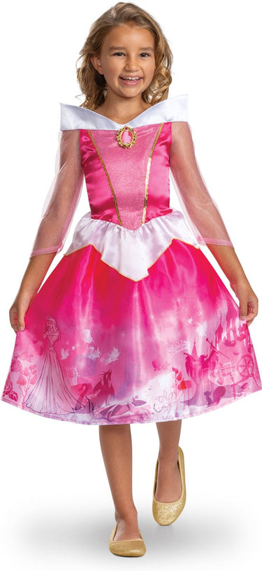 Disguise disney prinses - sleeping beauty, aurora verhalenboek jurk classic, maat xs (3t-4t jaar), meisjes