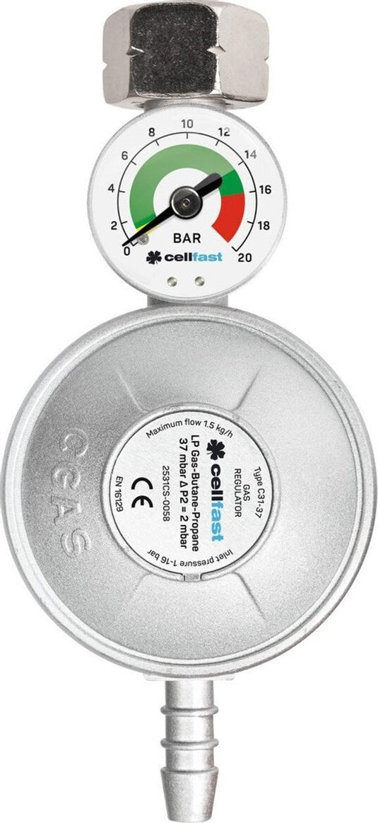 Cellfast gasregelaar met manometer lpg propaan butaan