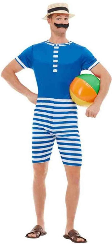 Smiffys - 20s bathing suit kostuum - l - blauw wit