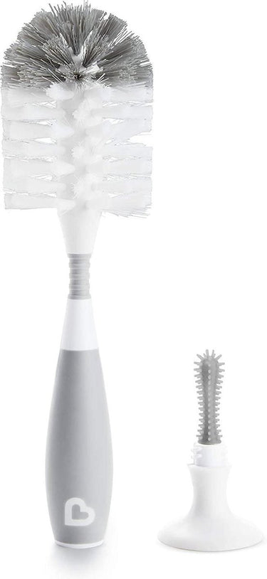 Munchkin flessenborstel - bristle - flessenborstel - schoonmaakborstel - met zuignap - fles en speen borstel - grijs