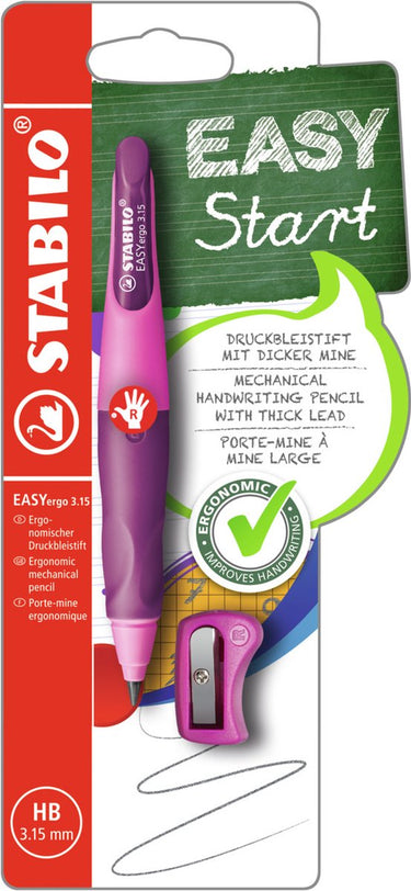 Stabilo easyergo 3.15 - ergonomisch vulpotlood - rechtshandig - navulbaar - roze lila - extra dikke potloodvulling 3,15 mm
