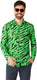 Opposuits shirt - wild animal - heren overhemd - carnavalskleding - neon groen shirt - groen - maat: l