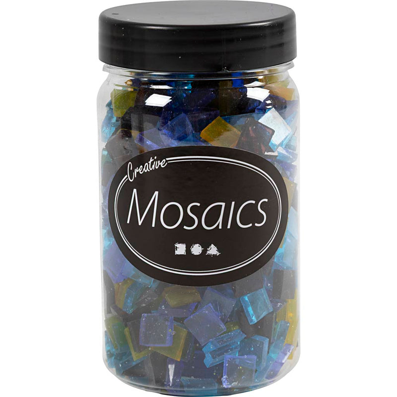 Cargue la imagen en el visor de la galería, Https: www.cchobby.nl glas-mozaiek-tegels-afm-10x10-mm-dikte-3-mm-blauw-lichtblauw-paars-geel-454-gr-1-doos
