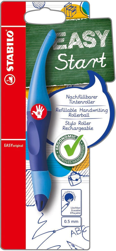 Stabilo easyoriginal - ergonomische rollerball - rechtshandig - blauwe inkt - navulbaar - blauw
