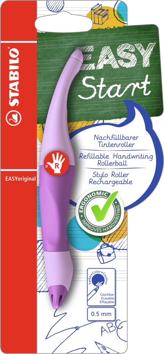 Afbeelding laden in galerijviewer, Stabilo easyorginial ergonomische rollerball pen - rechtshandig - blauwe inkt - navulbaar - pastel lila blush
