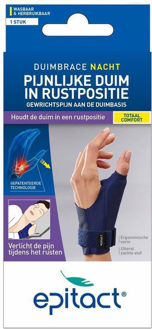 Epitact duimorthese nacht links maat m – duimbrace bij duimartrose en rhizartrose – flexibele ondersteuning – wasbaar - 1 stuk