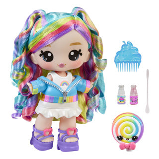 Load image into Gallery viewer, Yummiland large doll + lipgloss pet rainbow skyler rainbow belt
