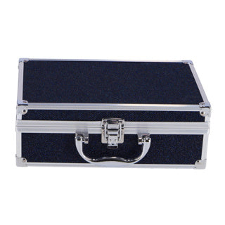 Casuelle aluminium make-up koffer donkerblauw glitter