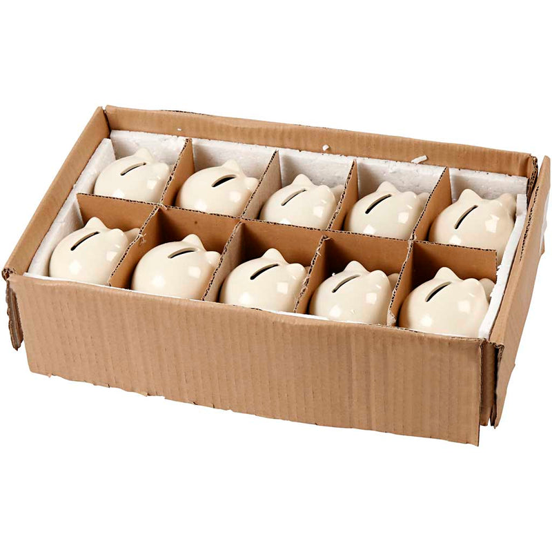 Afbeelding laden in galerijviewer, Https: www.cchobby.nl spaarvarken-h-8-cm-b-8-5-cm-off-white-10-stuk-1-doos
