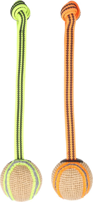 Flamingo juru - speelgoed honden - hs juru trektouw + bal reflecterend 33x7x7cm assortiment - 1st - 190501 - 1st
