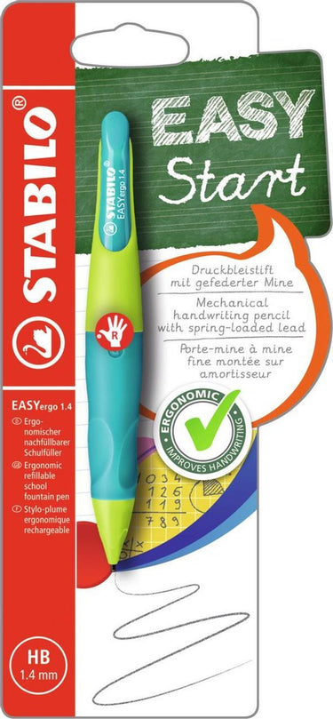 Stabilo easyergo 1.4 - ergonomisch vulpotlood - rechtshandig - navulbaar - limoen aquamarine - dunne potloodvulling 1,4 mm