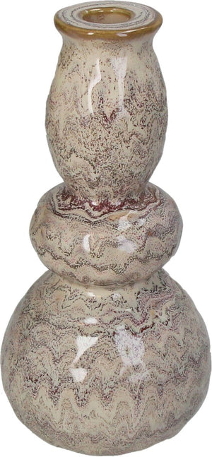 Hd collection kandelaar stoneware zand 11x11x22cm