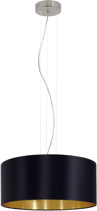 Eglo maserlo hanglamp - 3 lichts - e27 - ø 53 cm - stof - zwart, goud