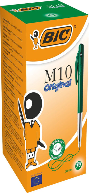 Bic m10 original - balpen clic - groen medium - 50 stuks