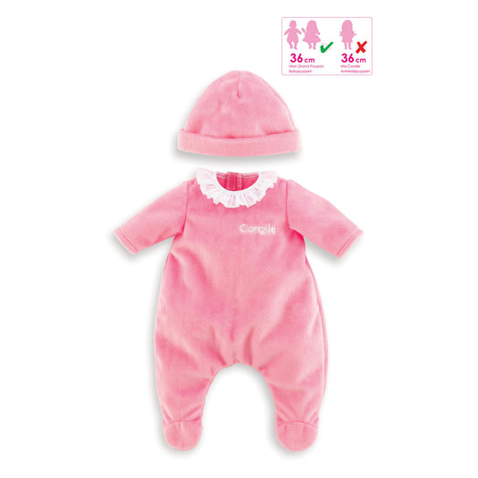 Corolle mon grand poupon pyjama met muts roze babypop 36 cm