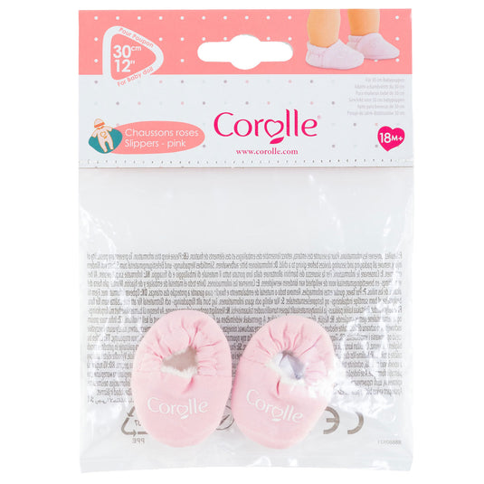 Corolle poppen pantoffels roze - babypop accessoires 30cm.