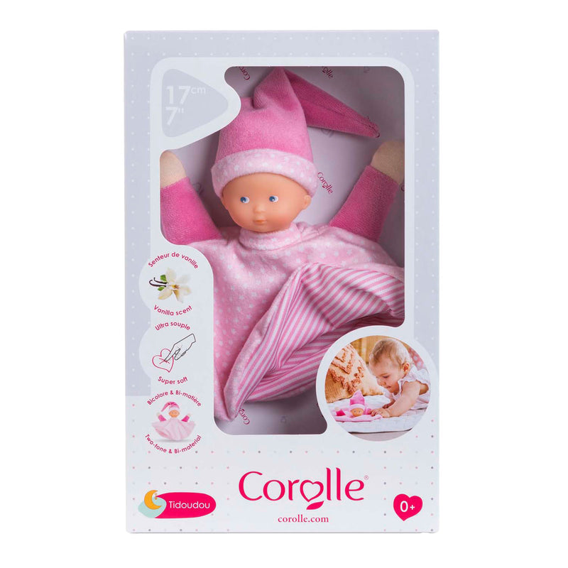Afbeelding laden in galerijviewer, Corolle knuffeldoek roze - tidoudou babydoekje 17cm voor baby's.
