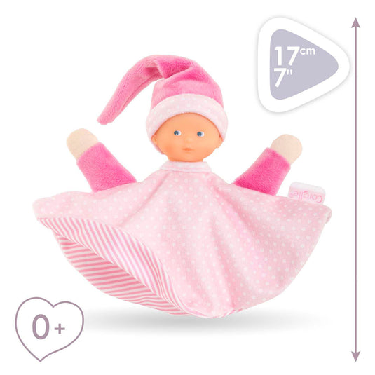 Corolle knuffeldoek roze - tidoudou babydoekje 17cm voor baby's.
