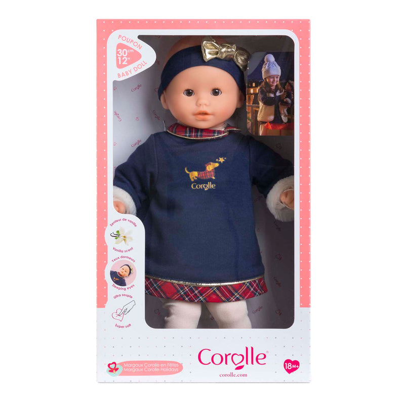Afbeelding laden in galerijviewer, Corolle babypop calin margaux holidays zachte pop 30cm blauw vanillegeur.
