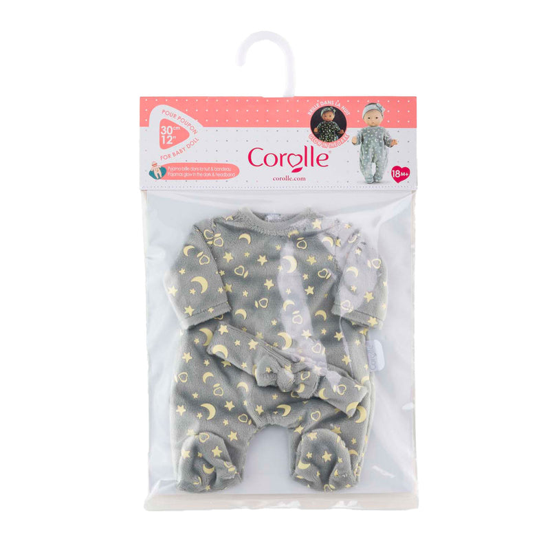 Afbeelding laden in galerijviewer, Corolle poppen pyjama en hoofdband 30cm - glow in the dark babypop kleding.
