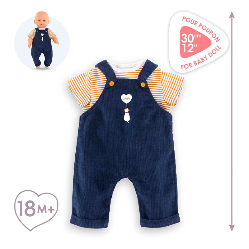 Load image into Gallery viewer, Corolle t-shirt en marineblauw overall, 30cm
