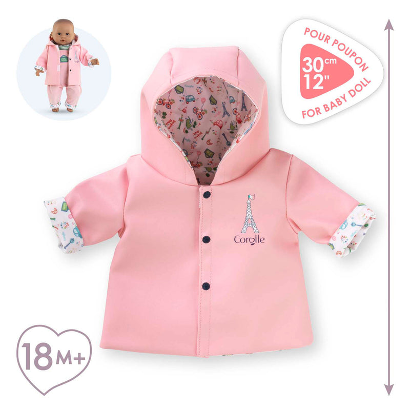 Load image into Gallery viewer, Corolle omkeerbare regenjas voor babypop, 30cm
