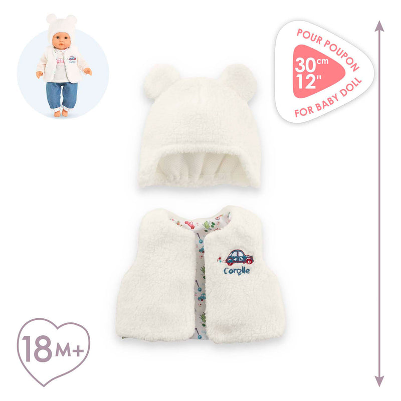 Afbeelding laden in galerijviewer, Corolle winterset babypop kleding wit 30cm - poppenoutfit.
