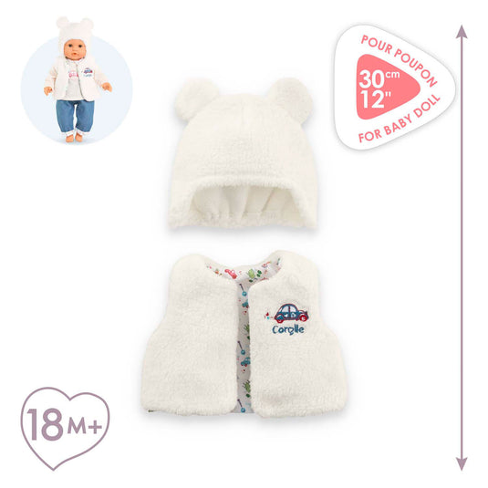 Corolle winterset babypop kleding wit 30cm - poppenoutfit.