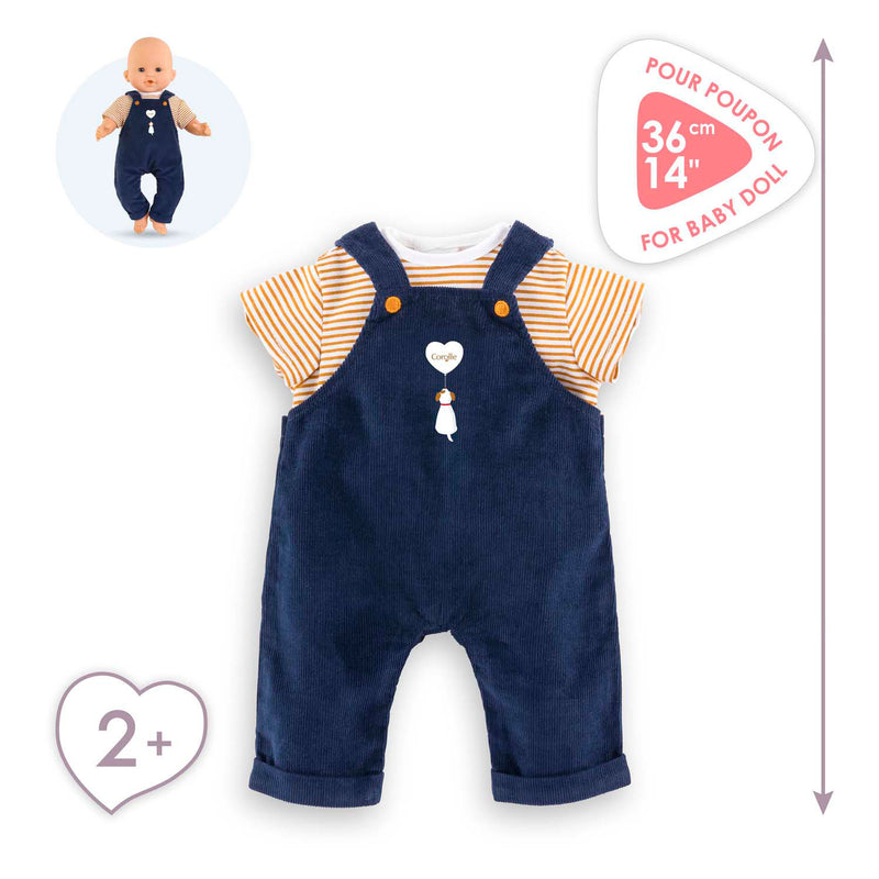 Load image into Gallery viewer, Corolle t-shirt en marineblauw overall, 36cm
