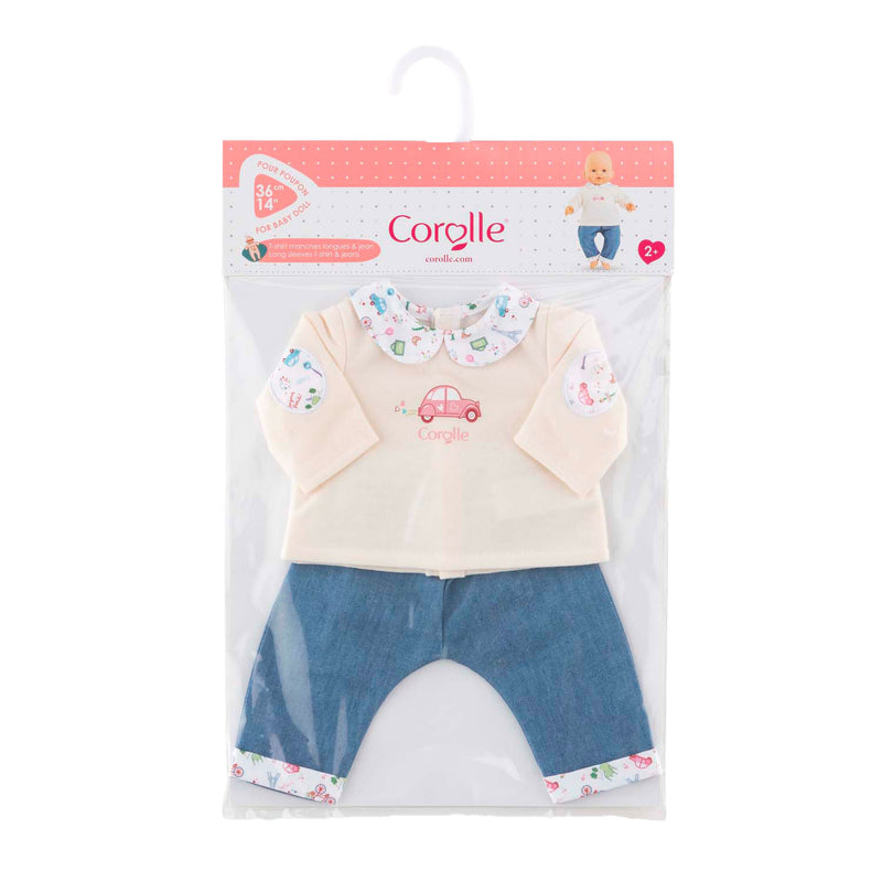 Load image into Gallery viewer, Corolle t-shirt en spijkerbroek voor babypop, 36cm
