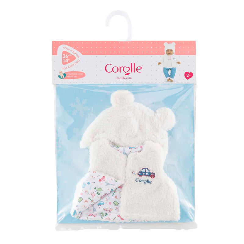 Afbeelding laden in galerijviewer, Corolle winterset babypop 36cm - poppenkleding wit polyester.
