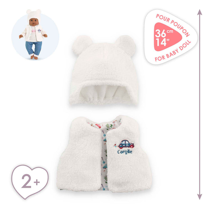 Afbeelding laden in galerijviewer, Corolle winterset babypop 36cm - poppenkleding wit polyester.
