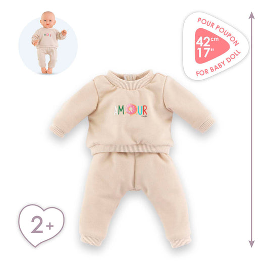 Corolle babypop trainingspak - beige outfit voor pop 42cm.