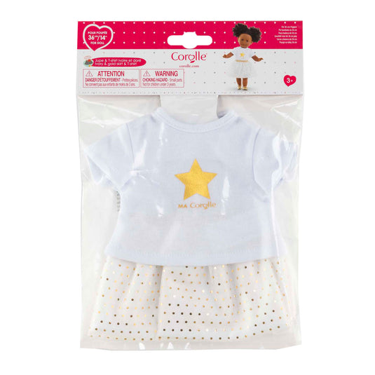 Corolle topje en rok set voor poppen van 36cm - ivoor goud