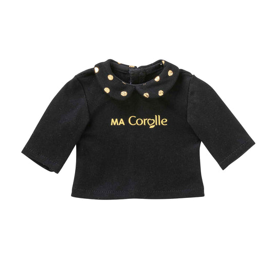 Corolle zwart en goud t-shirt voor poppen, 36cm