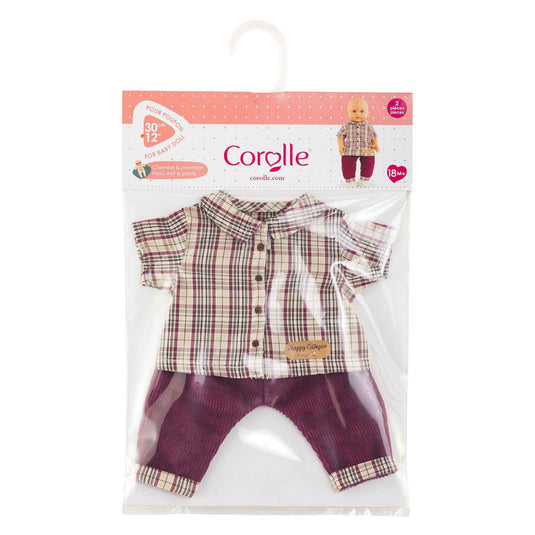 Corolle geruit shirt met broek kleine ontdekker - 30cm