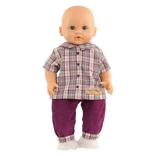 Corolle geruit shirt met broek kleine ontdekker - 30cm