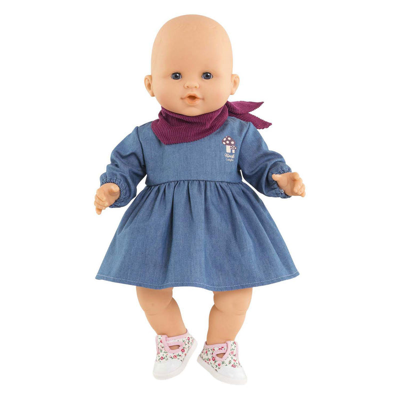 Load image into Gallery viewer, Corolle poppen jeansjurk met sjaal kleine ontdekker - 36cm
