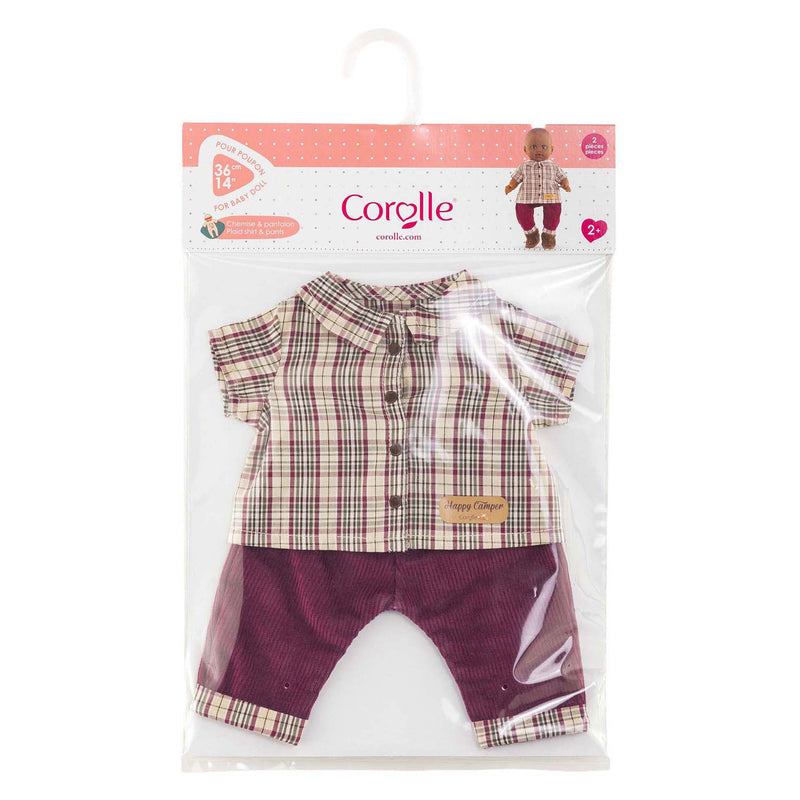 Afbeelding laden in galerijviewer, Corolle geruit shirt met broek kleine ontdekker - 36cm
