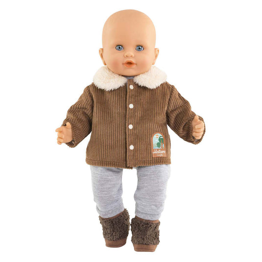Corolle poppenjasje velours kleine ontdekker 36cm bruin fleece natuurprint.