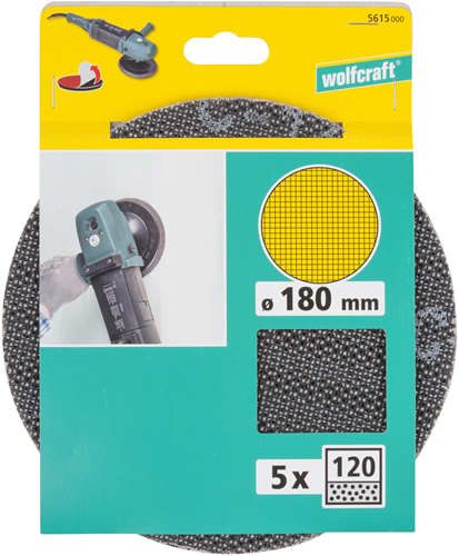 Load image into Gallery viewer, Wolfcraft hecht stramienen | sic | k120 | ws | ø180mm | 5 stuks - 5615000
