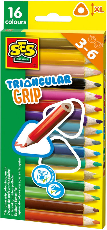 Ses creative ses driehoek grip kleurpotloden, 16st.