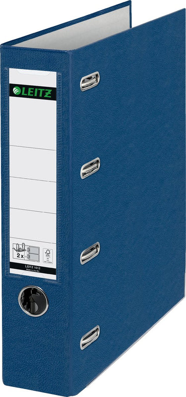 Leitz ordner kunststof met dubbel mechaniek - 90% gerecycled karton - voor 2 x 500 a5-vel - blauw