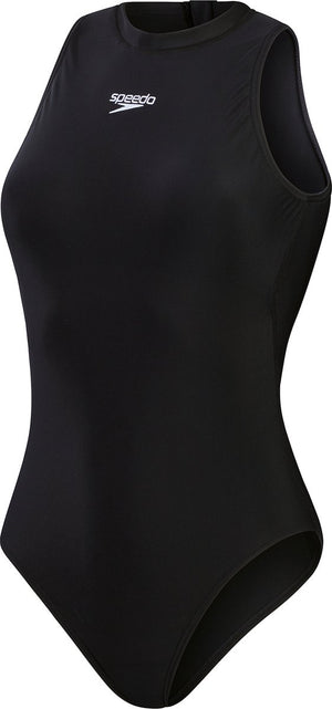 Speedo enduraflex hydrasuit dames sportbadpak - badpak dames met hoge bedekking - zwempak dames met borstvoering - sportbadpak dames met ritssluiting - zwart - 34