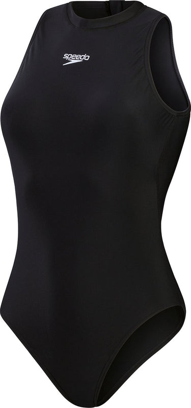 Speedo enduraflex hydrasuit dames sportbadpak - badpak dames met hoge bedekking - zwempak dames met borstvoering - sportbadpak dames met ritssluiting - zwart - 34