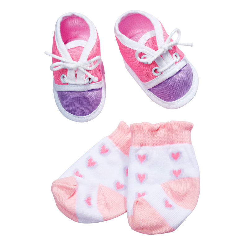 Load image into Gallery viewer, New born baby born baby sokken paars-roze schoentjes
