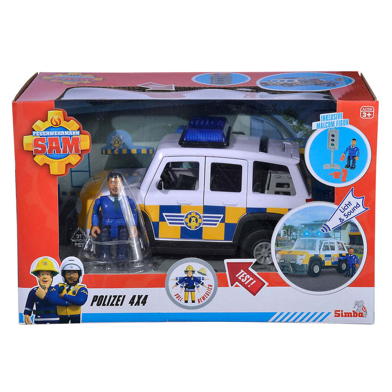 Load image into Gallery viewer, Simba brandweerman sam politie auto 4x4 met figuur
