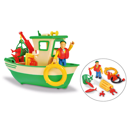 Simba brandweerman sam vissersboot speelgoed met figuur - charlie.