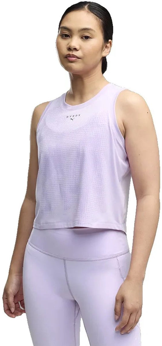 Puma x hyrox cloudspun thermoadapt cropped mouwloos t-shirt paars s vrouw